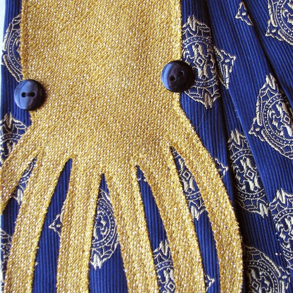 blue & gold squid tie - mens vintage necktie
