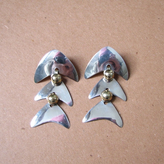 large Taxco modernist vintage earrings, articulate