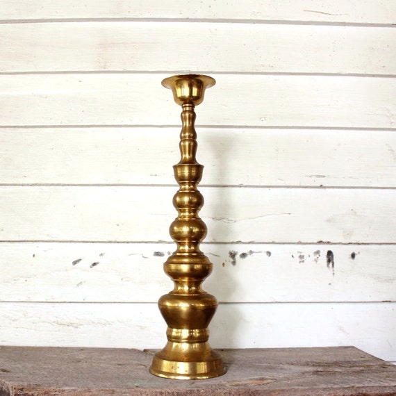 17.5 tall brass candle holder by Homco made in Japan . Etsy