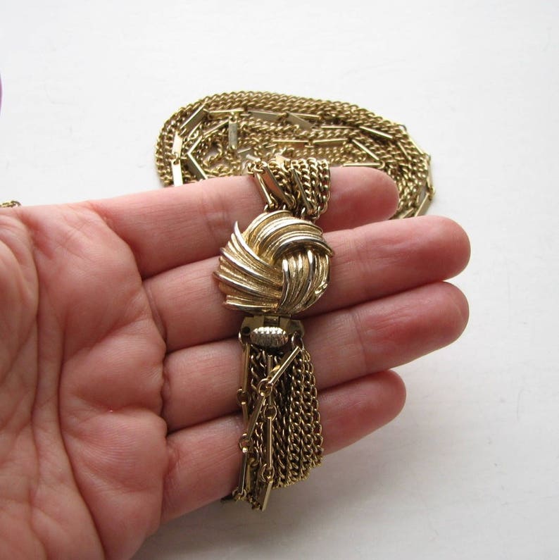 vintage multichain necklace . 11 strand collar necklace . multi chain swag necklace . 50s 60s mid century jewelry image 4