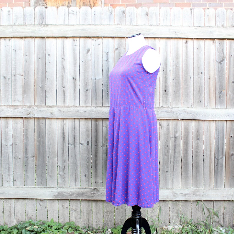 approx womens size medium purple /& pink polka dot 90s vintage skater dress