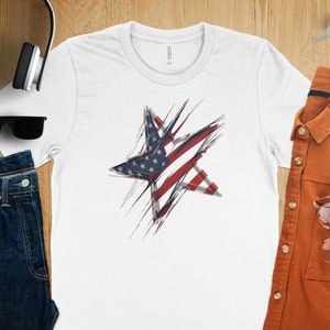 Abstract American Flag Star Design T-Shirt image 5