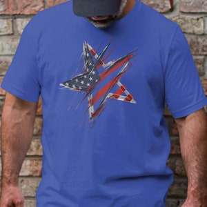 Abstract American Flag Star Design T-Shirt image 8