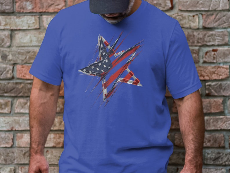 Abstract American Flag Star Design T-Shirt image 8