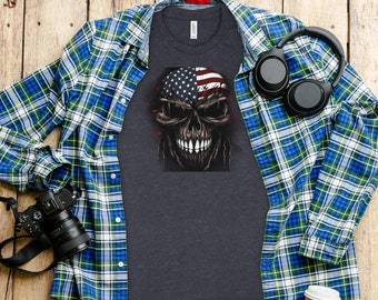 Patriotic Skull Bandana Full Color T-Shirt