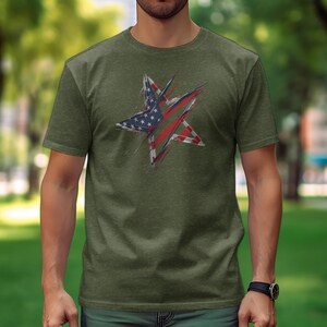 Abstract American Flag Star Design T-Shirt image 4