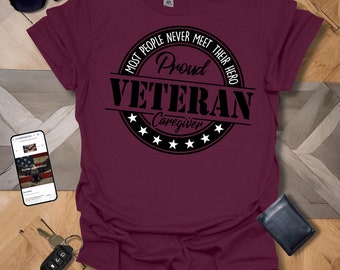 Proud Veteran Caregiver Black & White Logo