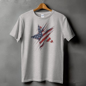 Abstract American Flag Star Design T-Shirt image 7