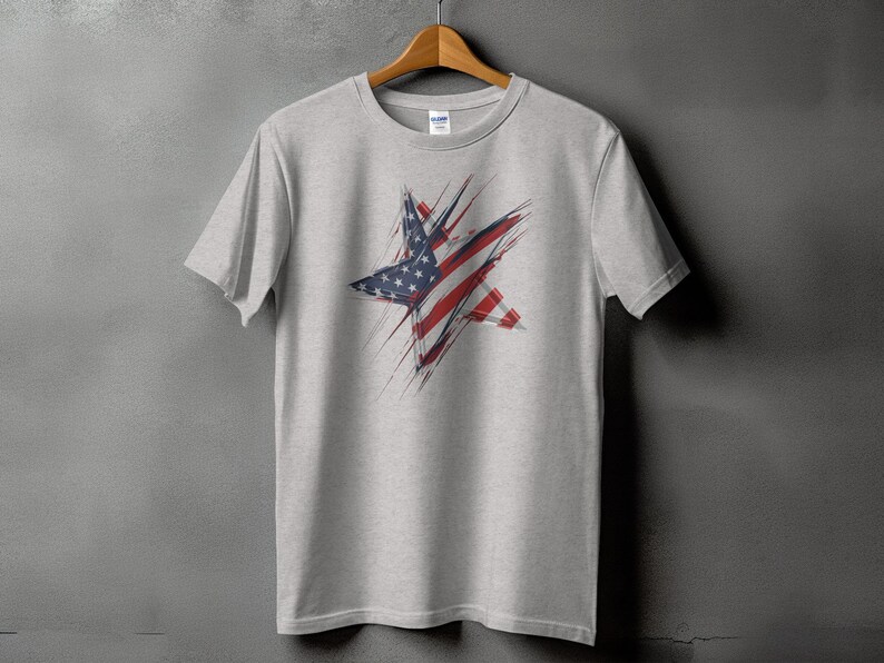 Abstract American Flag Star Design T-Shirt image 7