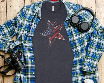 Abstract American Flag Star Design T-Shirt