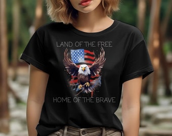 Land of the Free Home of the Brave, USA Flag T-Shirt