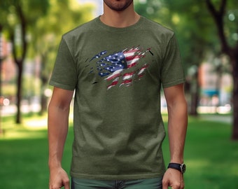 Patriotic Brush Stroke Vintage USA Flag T-Shirt