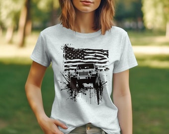 Distressed American Flag Jeep Shirt