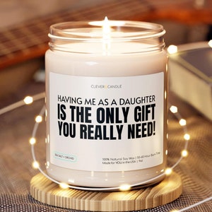 Regalo de hija, regalos para papá de hija, regalo para madre de hija, regalo para mamá, ideas de regalo para papá, regalo para mamá, vela divertida