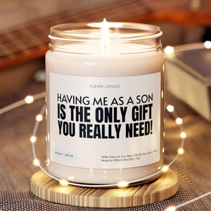 Regalo dal figlio, regali per papà dal figlio, regalo per la madre dal figlio, regalo per la mamma, idee regalo per papà, regalo per la mamma, regalo di Natale, candela divertente