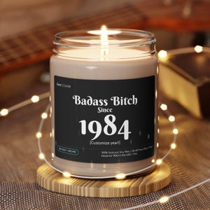 Badass Bitch Since... Custom Candle, Silly Birthday Gift, Funny Gift, Birthday Present For Best Friend, BFF Gift, Gift for Her, Funny Candle