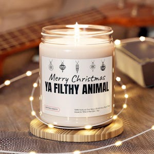 Merry Christmas Ya Filthy Animal Christmas Candle, Funny Christmas Gift, White Elephant Gift, Adult Stocking Stuffer, Coworker Holiday Gift