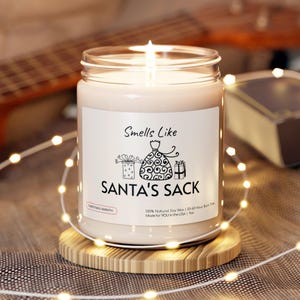 Smells Like Santa&#39;s Sack Funny Christmas Gift Candle, White Elephant gift, Funny Adult Stocking Stuffer, Gag Gift, Christmas Gift for Bestie