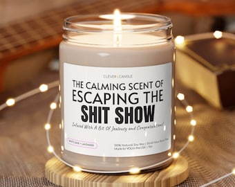 Funny Farewell Gift for Coworker Leaving Job, Escaping The Shit Show Goodbye Gift for Coworker, Coworker Moving Away Gift Idea, Funny Candle