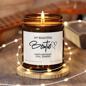 Personalized Bestie Candle: Scented Soy Wax Friendship Gift