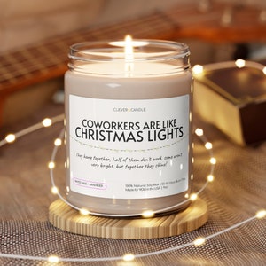 Funny Coworker Christmas Candle: Vegan Soy Wax, &quot;Coworkers Are Like Christmas Lights&quot;