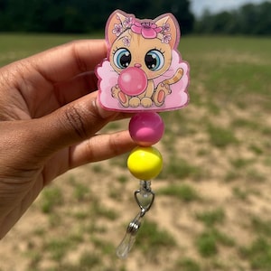 Cat Badge| Playful Cat |  Retractable Badge Reel