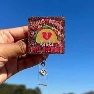 Tacos Valentine Badge Reel |Love & Tacos | Retractable Badge