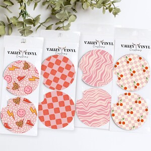 Podkładki samochodowe w stylu retro punk groovy, efektowny dodatek samochodowy, zestaw 2 szt.