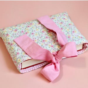 Quilted bible sleeve protector with pocket handmade floral christian gift for women  bible study gift custom padded bible cover with bow