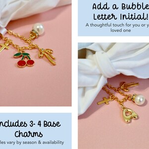Personalized Initial Charm Gold Bubble Letter Initial Pendant For Charm Bracelet Custom Letter Alphabet Charm Puffy Letter Charm