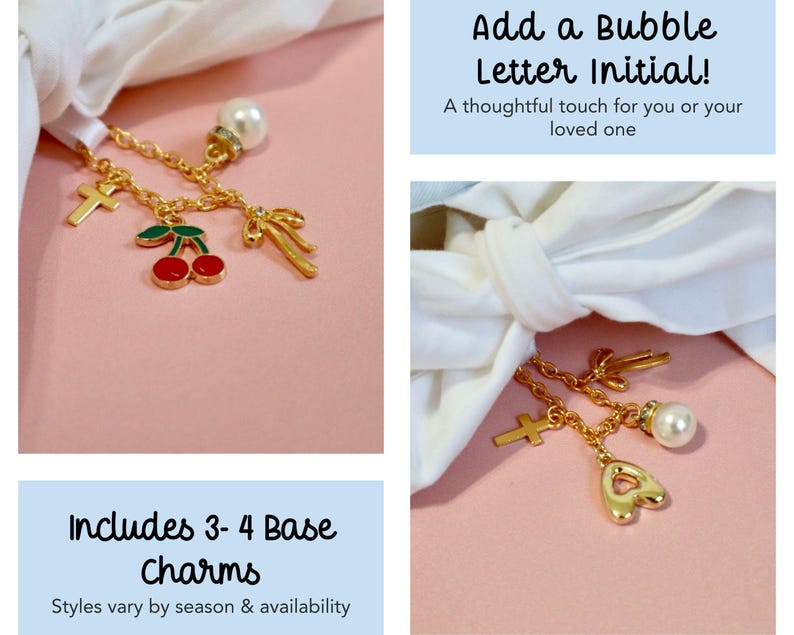 Personalized Initial Charm Gold Bubble Letter Initial Pendant For Charm Bracelet Custom Letter Alphabet Charm Puffy Letter Charm
