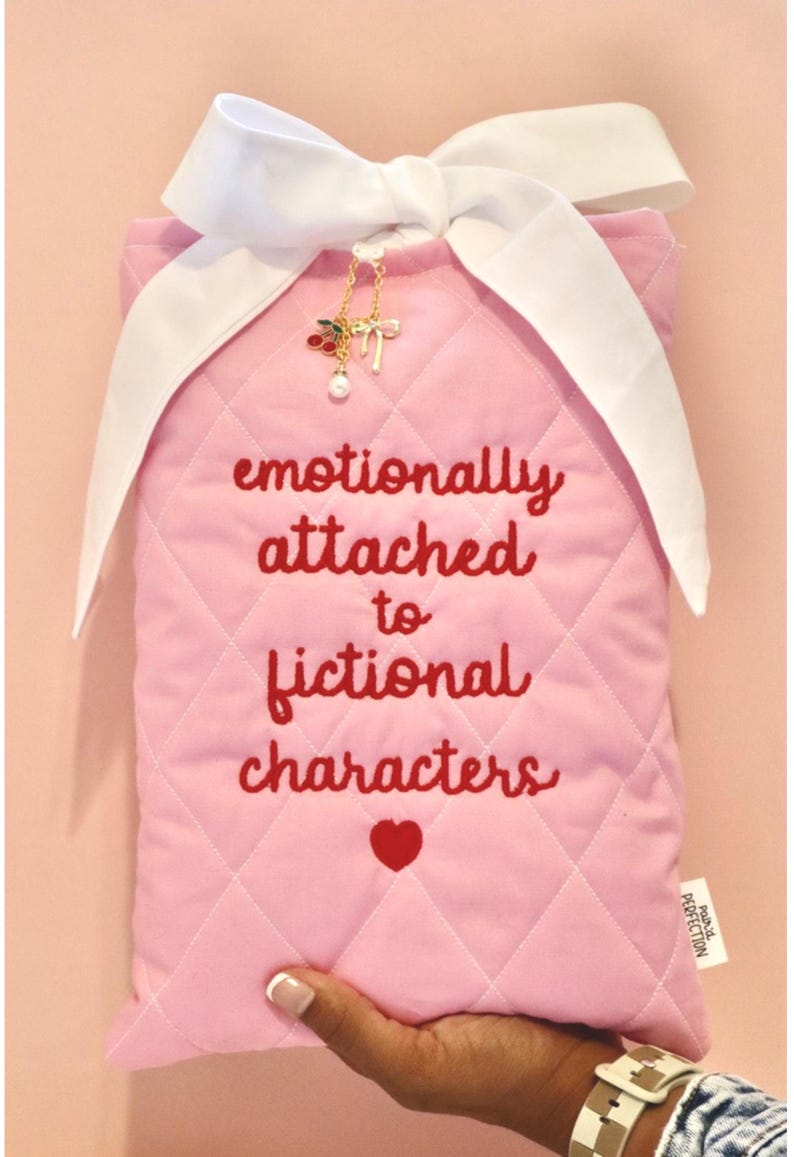 Premade romance book cover girl bookish gift for book lover gift idea for teen girl book sleeve pink with coquette bow