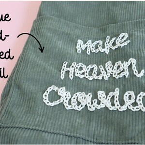 Hand embroidered corduroy tote bag with “Saved by Jesus” in a delicate, hand-stitched script, symbolizing faith and grace. This Christian tote includes a deep front pocket, zipper closure, and interior compartments for church or Bible study essentials. Ideal as a thoughtful Christian gift, this handmade tote is both beautiful and practical, making it the perfect daily companion for faith-driven women.