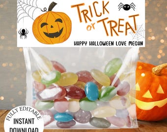 Halloween Bag Toppers 6.5" x 2.5" Happy Halloween Treat Bag Toppers Cookie Treat Bag Toppers Printable Instant Download