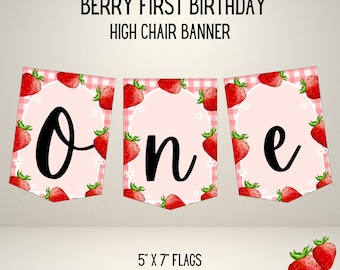 Erdbeer-Hochstuhl-Banner, Dekoration mit einem Banner, Erdbeer-Thema, Beeren-erste Geburtstagsbanner, Erdbeer-Party-Dekoration, Sweet One