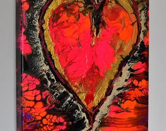 Herz - Valentinstag. Direkt von Künstler Acrylbild auf Leinwand