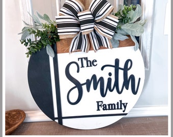 Custom Door Decor, Front Door Hanger, Last Name Sign, Front Door Sign, Newlyweds, Engagement gift