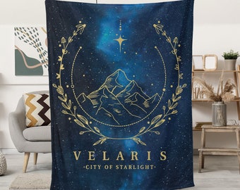ACOTAR Blanket, Velaris City Of Starlight Plush Throw, Feyre Night Court Blanket, Cassian Fan Gift,Team Rhysand Bookworm Merch, Sarah J Maas