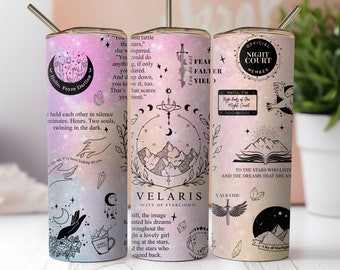 ACOTAR 20oz Tumbler, Velaris Laser Engraved insulated Stainless Steel Cup, City of Starlight SJM Smut Merch, Fantasy Romance Book Lover Gift
