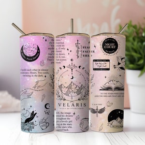 Vaso ACOTAR de 20 oz, taza de acero inoxidable con aislamiento y grabado láser Velaris, mercancía de City of Starlight SJM Smut, regalo para amantes de los libros de fantasía y romance.