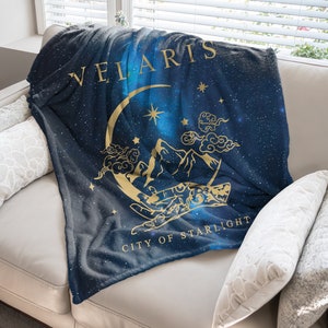 Velaris City of Starlight Blanket, ACOTAR Night Court Throw, SJM Fantasy Merch, A Court of Thorns and Roses Bookish Gift, Plush Blanket SJM