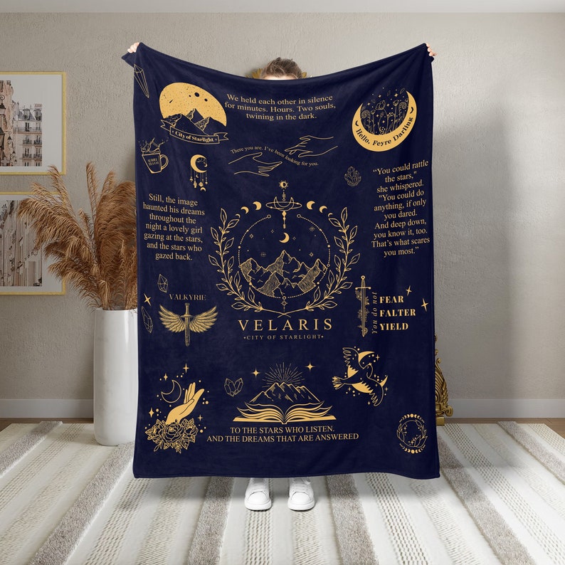 Velaris Blanket, Velaris City Of Starlight Throw, The Night Court Fleece Blanket, City of Starlight Plush, ACOTAR, Velaris Bedding 2TA121.122