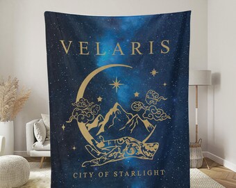 City of Starlight Velaris Blanket, ACOTAR Night Court Throw, SJM Fantasy Merch, A Court of Thorns and Roses Gift, Spicy Romance Bookish Gift
