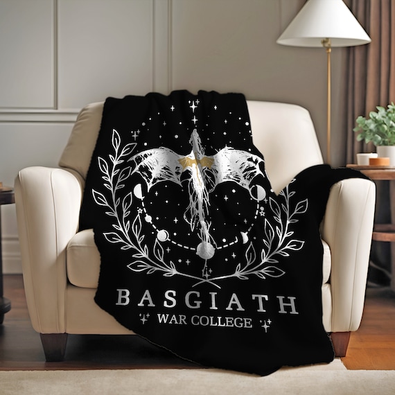 Basgiath War College Blanket | Fourth Wing Plush Throw | Dark Academia Gift | Dragon Rider Fantasy Book Lover | Rebecca Yarros