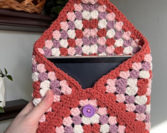 Handmade Crochet Granny Square Kindle Sleeve | Book Cover
