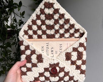 Crochet Kindle Sleeve | Granny Square Book Cover | Protective Book Sleeve | Kindle Cover Protector | Kindle Case | Handmade Crochet Cover