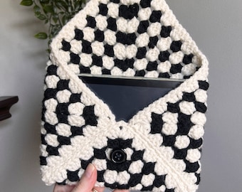 Crochet Kindle Sleeve | Handmade Granny Square Book Cover