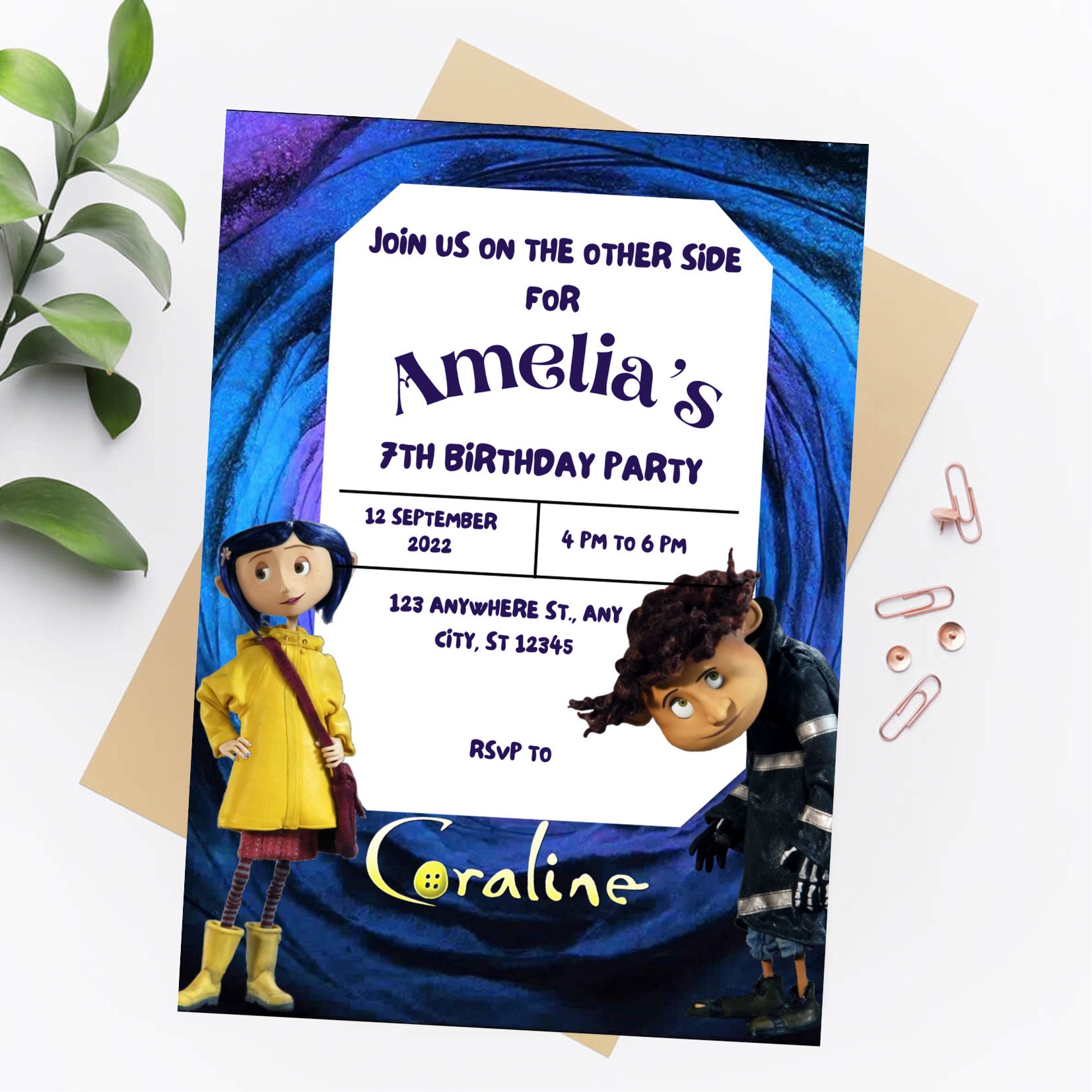 Coraline Birthday Invitation Template Themed Birthday Invite Editable Coraline Birthday Invitation Template Themed Birthday Invite Editable