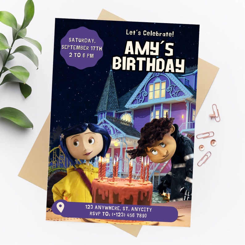 Coraline Birthday Invitation Template Coraline Themed Birthday Invite Coraline Birthday Invitation Template Coraline Themed Birthday Invite
