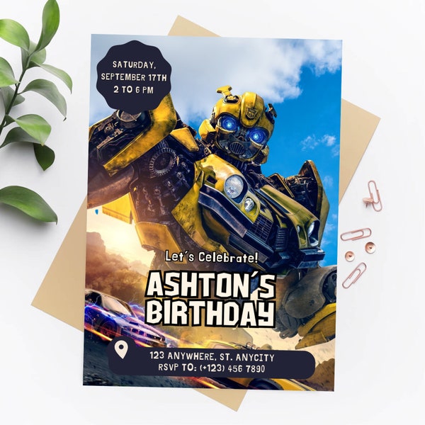 Rescue Robots Birthday Invitation | Bot Bumblebee Optimus Party invite | Autobots Party Invitation | Bots Invitation | Transform | Editable